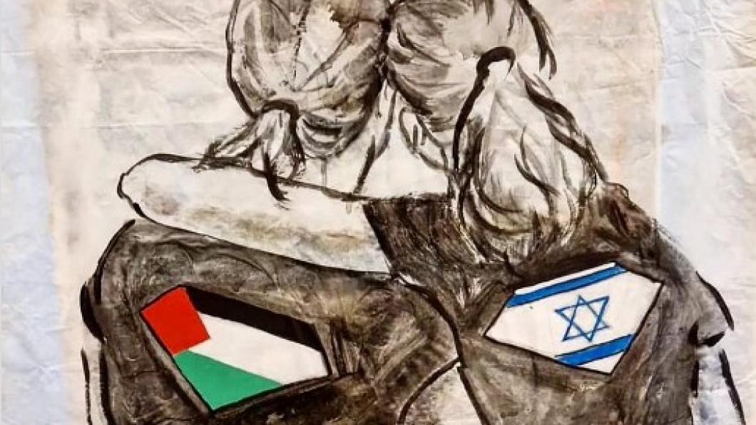 muurschildering Israël - Palestina door Lediesis