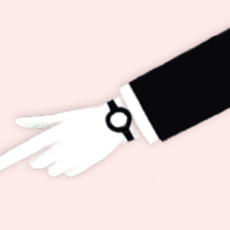 Illustratie van wijzende hand met horloge