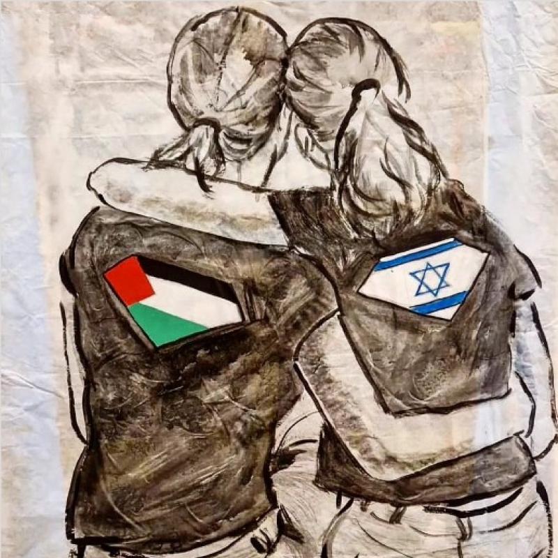 muurschildering Israël - Palestina door Lediesis